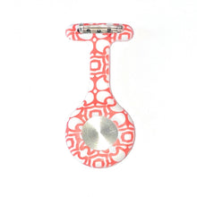 Load image into Gallery viewer, red mosaic nurse fob watch back